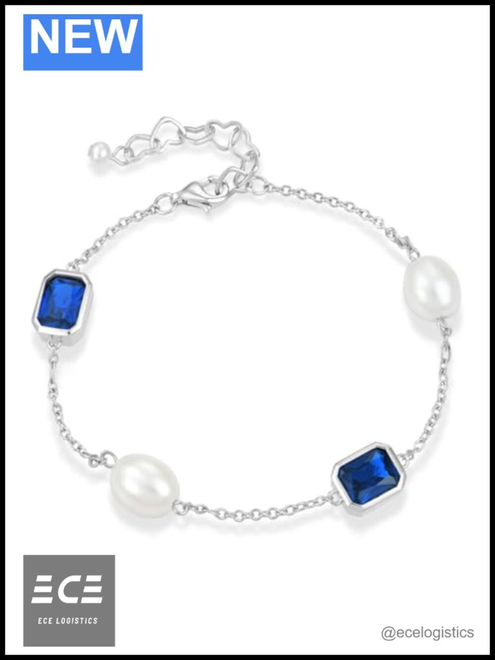 925 Sterling Silver Pearl Birthstone Charm Bracelet Adjustable CZ Gift for Women